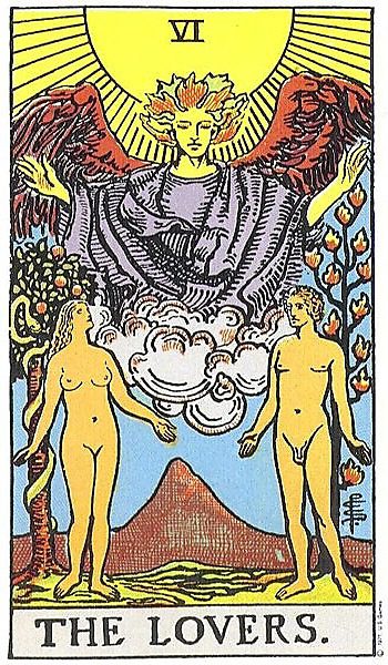 The Lovers card of the Tarot